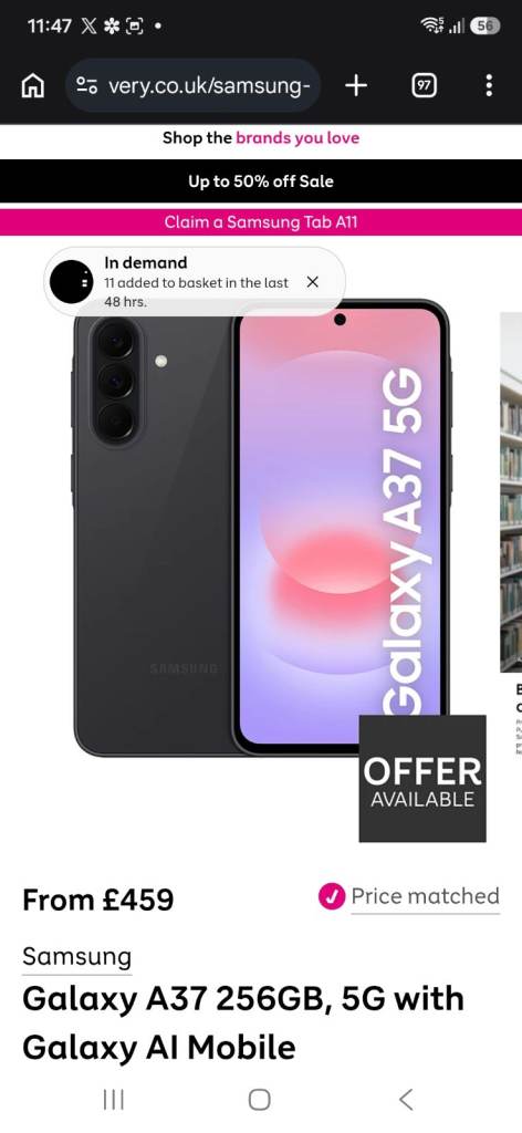 Samsung Galaxy A37 5G 256GB – Brand New, Black