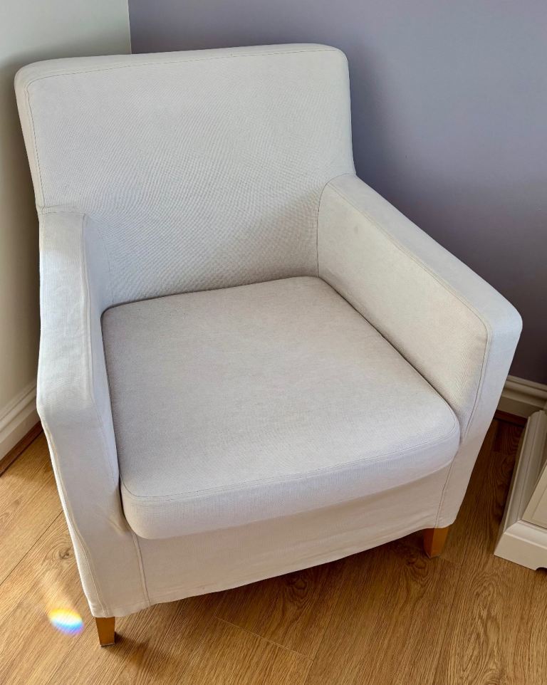 IKEA KARLSTAD Armchair - White Fabric, Good Condition