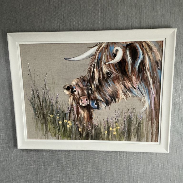 Highland cows picture, Heather and buttercup.