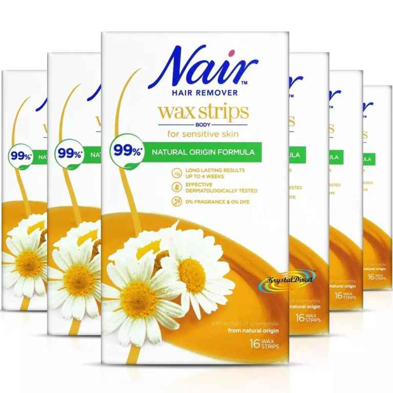 Nair Body Wax Strips with Chamomile 6 Packs of 16 Strips - total 96 Wax Strips