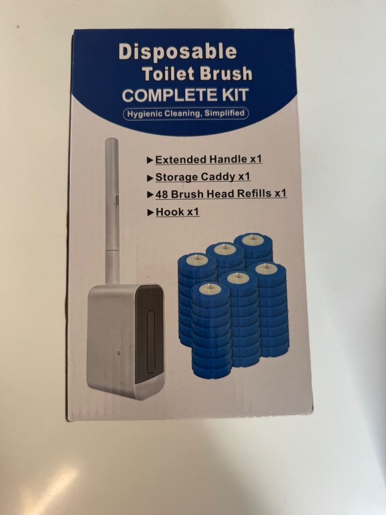Disposable Toilet Brush Complete Kit – Extended Handle & 48 Refills