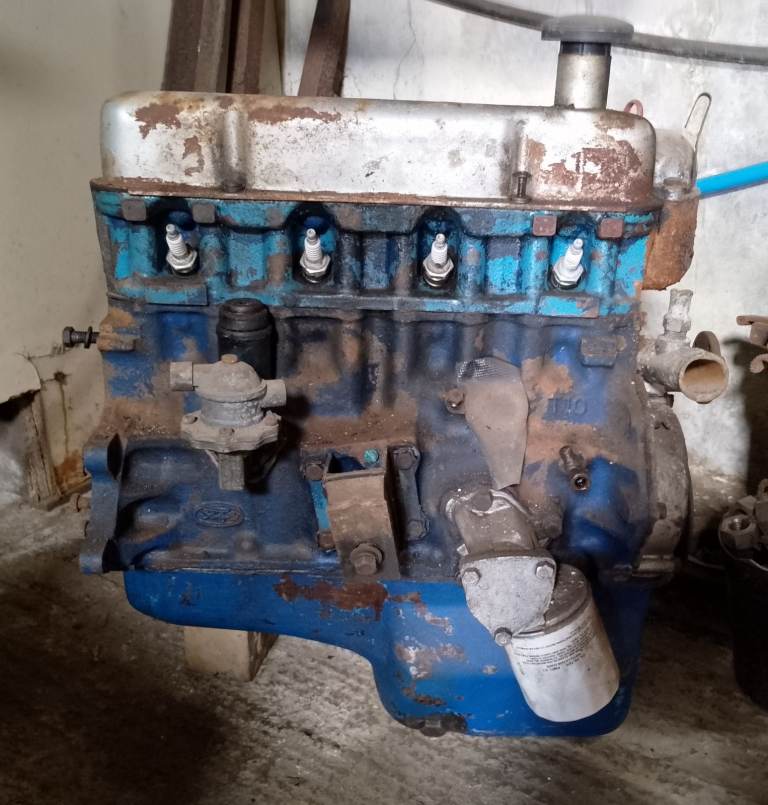 Mk1 Ford Cortina 1500cc Engine and two gearboxes (as removed from driving car , many moons ago!)