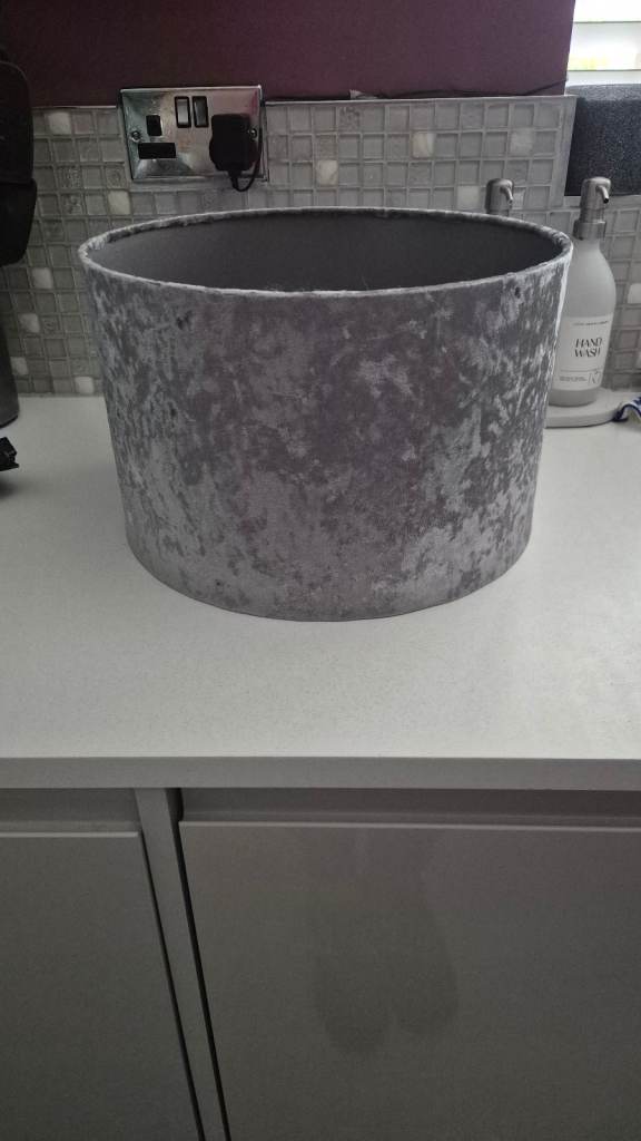 Grey crushed velvet lamp/ light shade