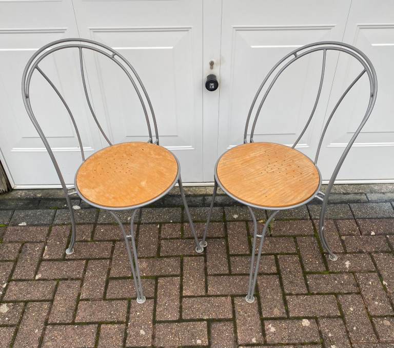 PAIR OF ALUMINIUM FRAMED BISTRO CHAIRS