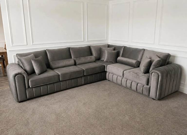 📞 Signature Brand New Lily Panel Line Corner & 3+2 Seater Sofa Real Velvet 35% OFF Booking Now COD