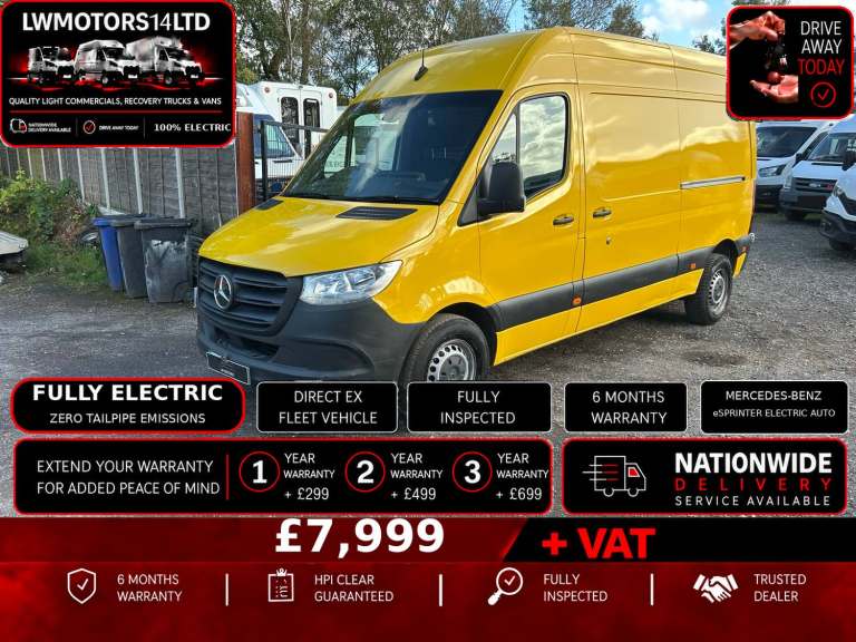MERCEDES BENZ SPRINTER 85KW 55KWH PROGRESSIVE PANEL VAN AUTO 2021 71 REG ELETRIC