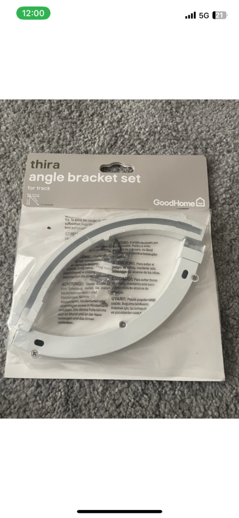 2 x  good home WHITE METAL CORNER SINGLE ANGLE CURTAIN POLE BRACKET SET NEW