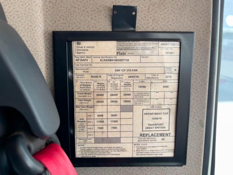 2018 (18) DAF CF 370 6X2 26T DROPSIDE BRICK CARRIER