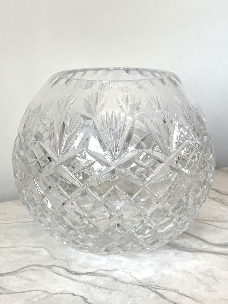 Cut Crystal Large Rose Bowl Zawiercie 22 inches high Circumfetence