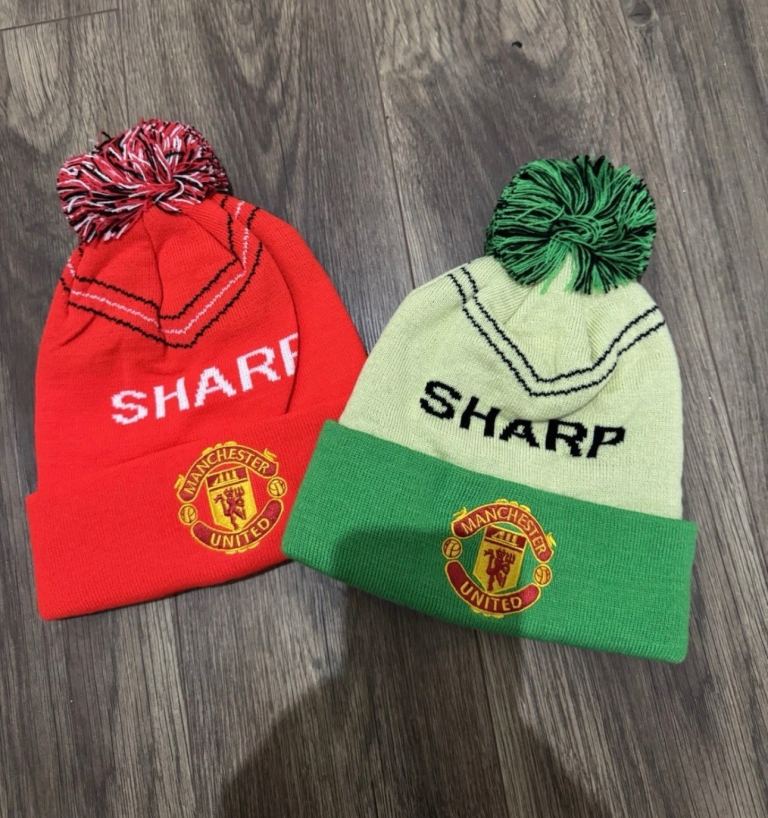 Manchester United SHARP Bobble Hats - home and away