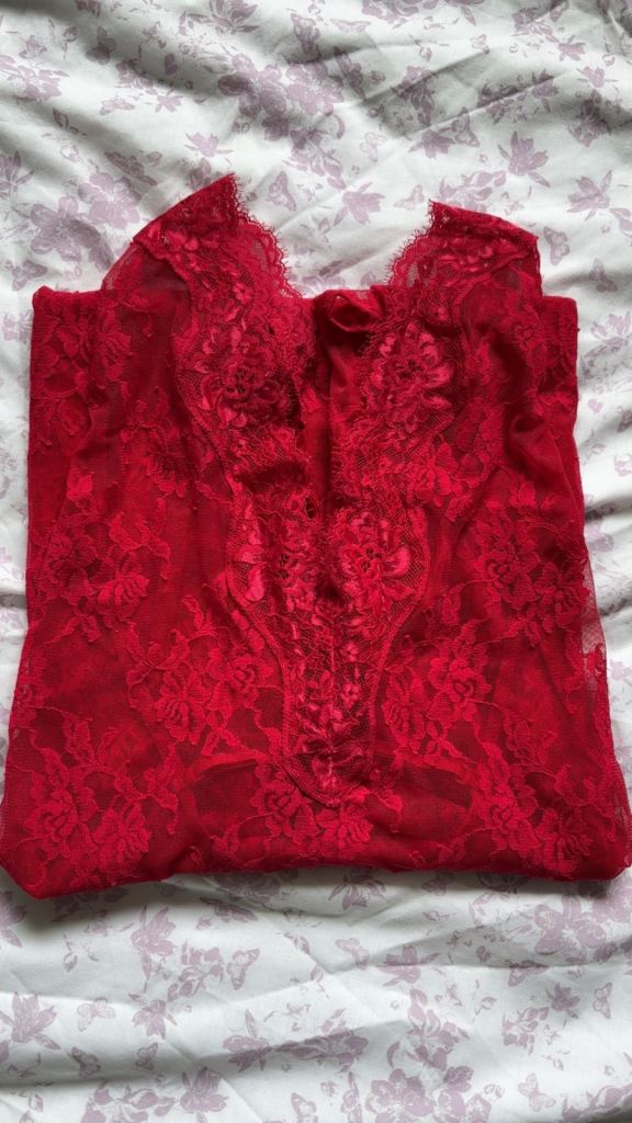 La Senza Vintage Red Lace Maxi Slip Dress / Nightgown