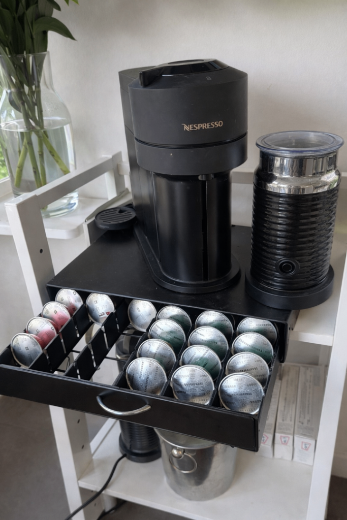 Nespresso Coffee Machine + Milk Frother + Pod Holder – Full Coffee Setup