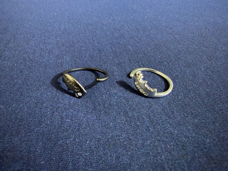 Couple silver cat rings