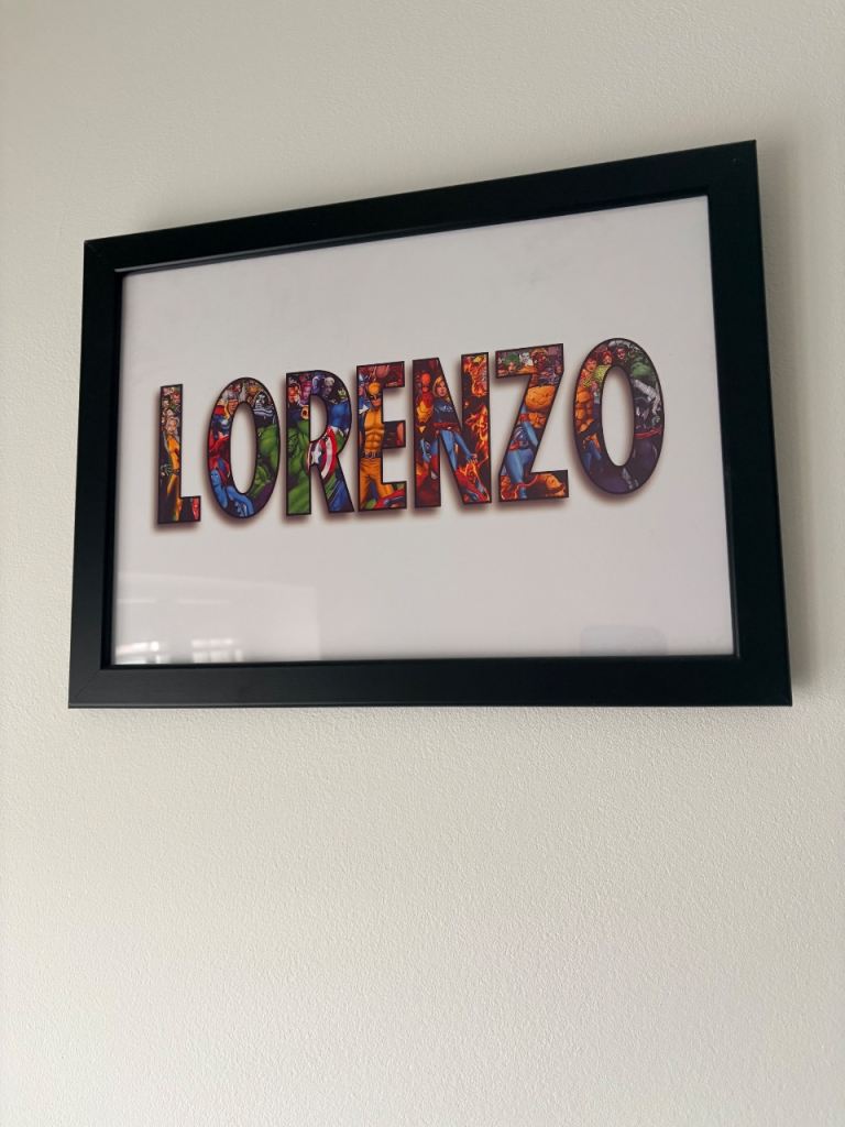Marvel themed personalized wall art with frame