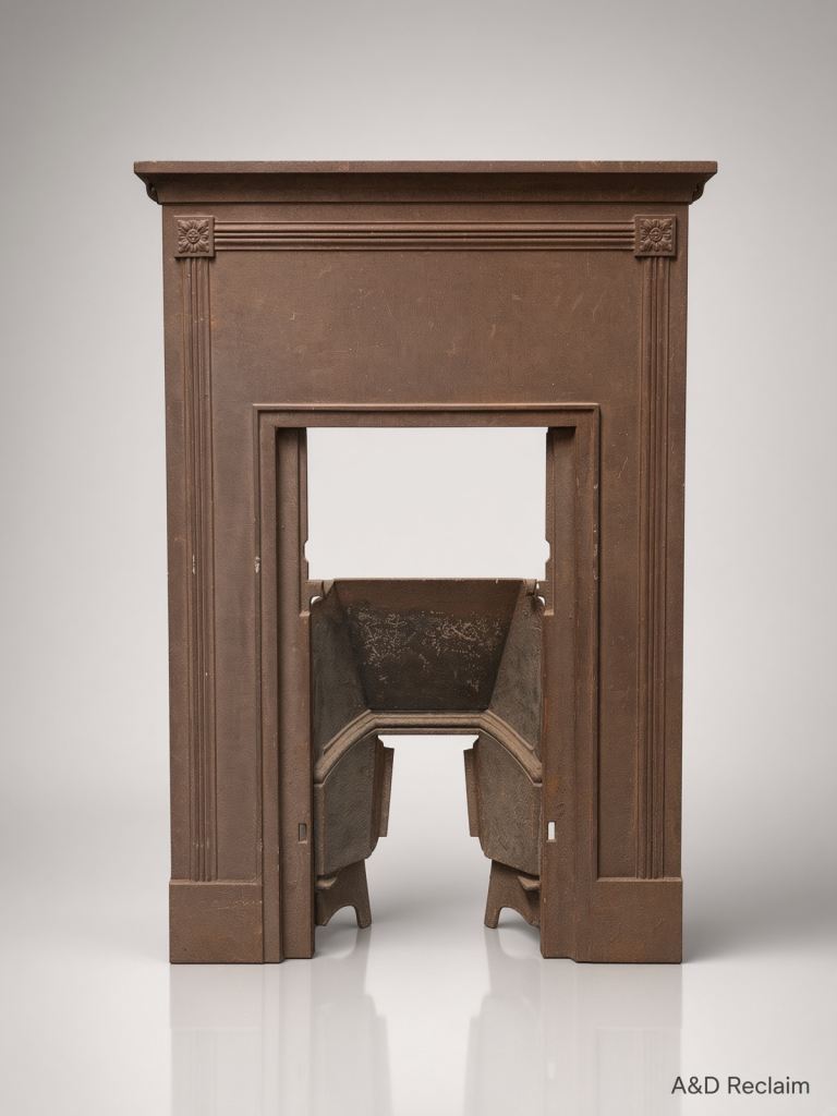Reclaimed Vintage Rustic Cast Iron Fireplace Surround with Mantel 