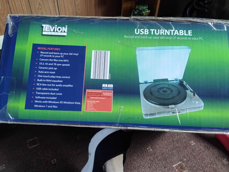 Tevion USB Turntable - Record and Backup Vinyl to PC, New in Box