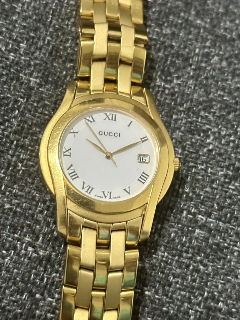 Gucci 100% Authentic Vintage 5400M Swiss Date Gold Watch