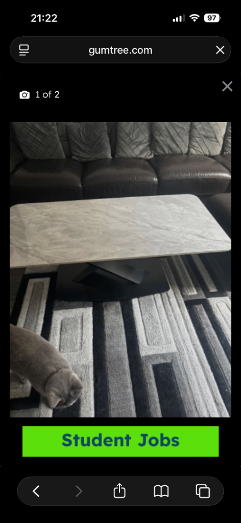 Modern Coffee Table with Marble Top – Good Condition