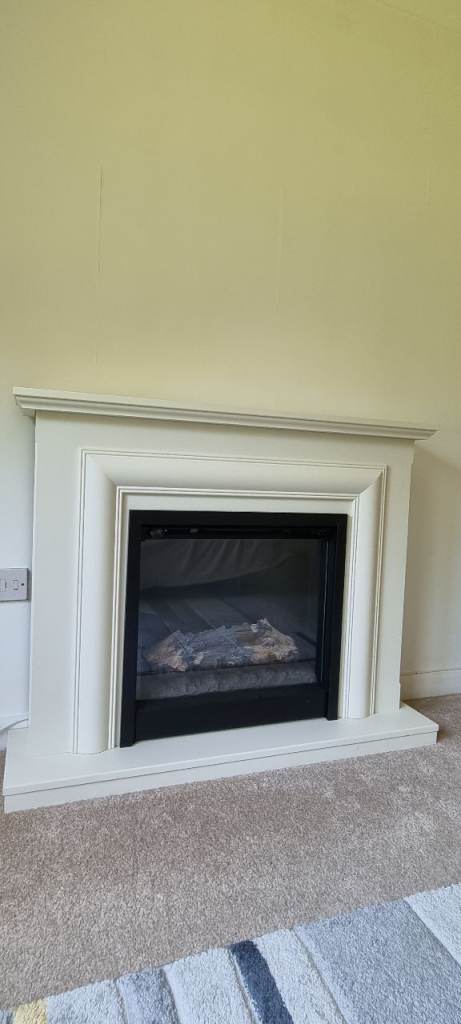 Electric Fireplace with White Surround – Good Condition