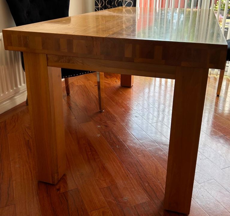 Solid Wood Dining Table, Sideboard, and Display Cabinet