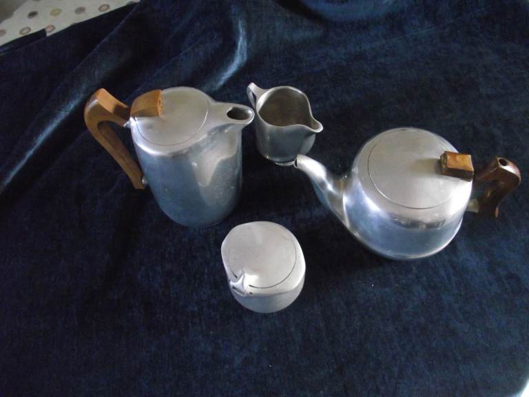 piquot teapot, coffee pot, sugar bowl and milk jug