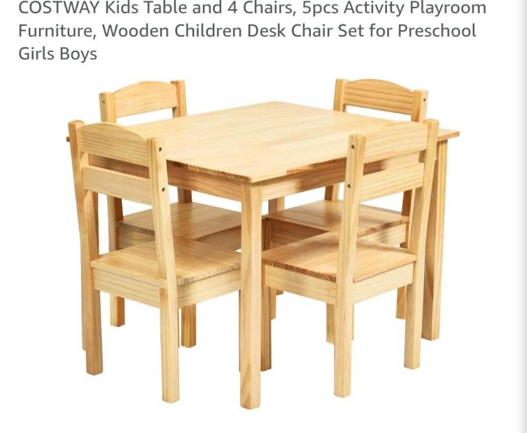Brand new kids solid pine table and 4 chairs set original price is £94