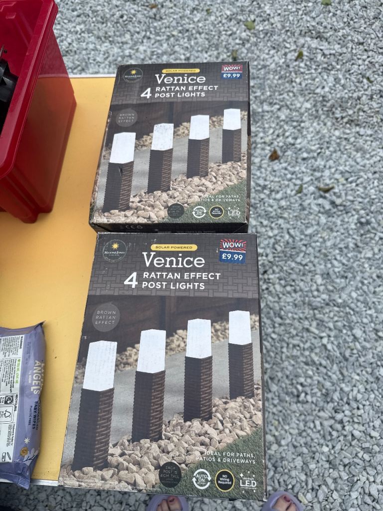 New Venice Rattan Effect Solar Post Lights – 4 Pack