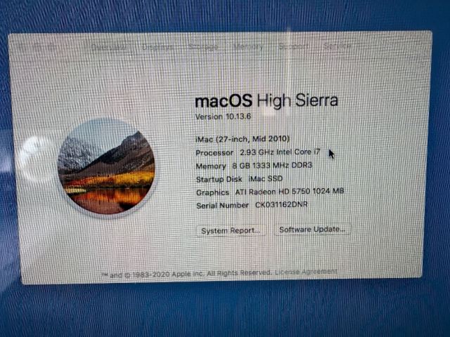 27-inch Mid-2010 Apple iMac Core i7 2.93GHz – SSD + 1TB HDD