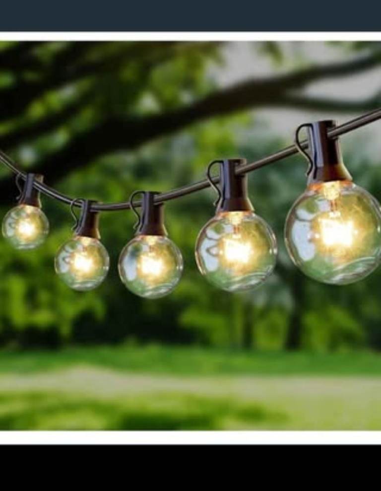 Outdoor String Lights Mains Powered, 31Ft/9.5M Garden String Lights Waterproof G40 25+4(Spare)