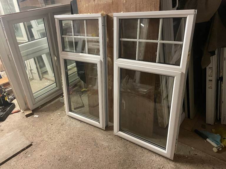 H 126.5 x W 66 cm - MATCHING PAIR - £80 EACH - MODERN ALUMINIUM DOUBLE GLAZED GEORGIAN WINDOWS