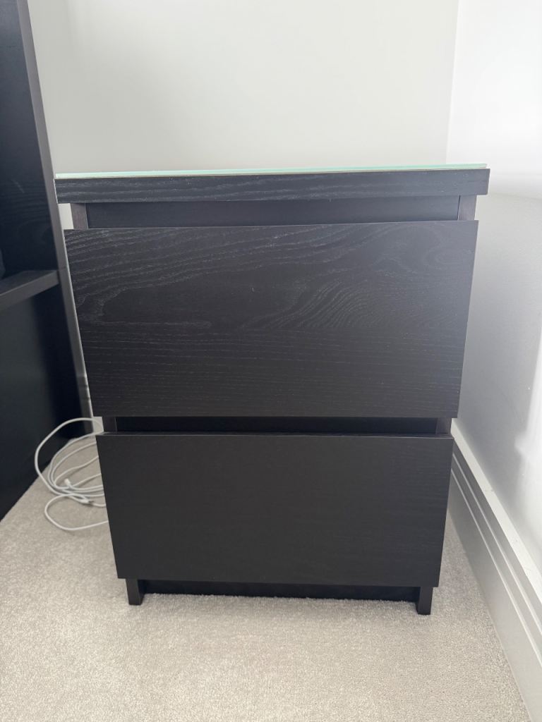 MALM Ikea Chest of 2 drawers, black-brown, 40x55 cm  In excellent condition