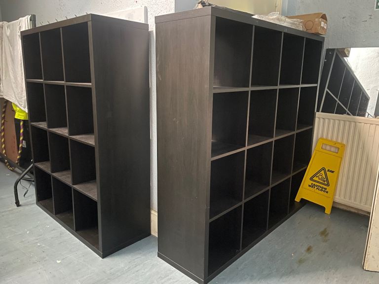 16 and 12 shelves unit in black 