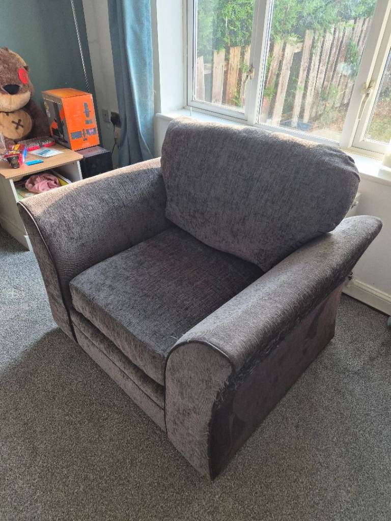 Grey Fabric Armchair – Good Condition