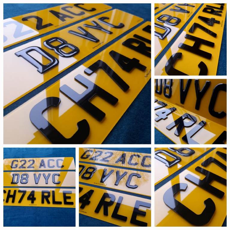 3D GEL 4D ACRYLIC & STANDARD ROAD LEGAL FRONT REAR NUMBER PLATES IN VARIOUS SIZES