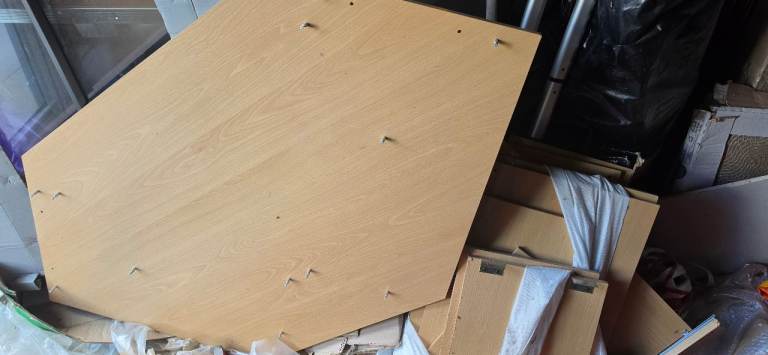 Beech desk with filing cabinet