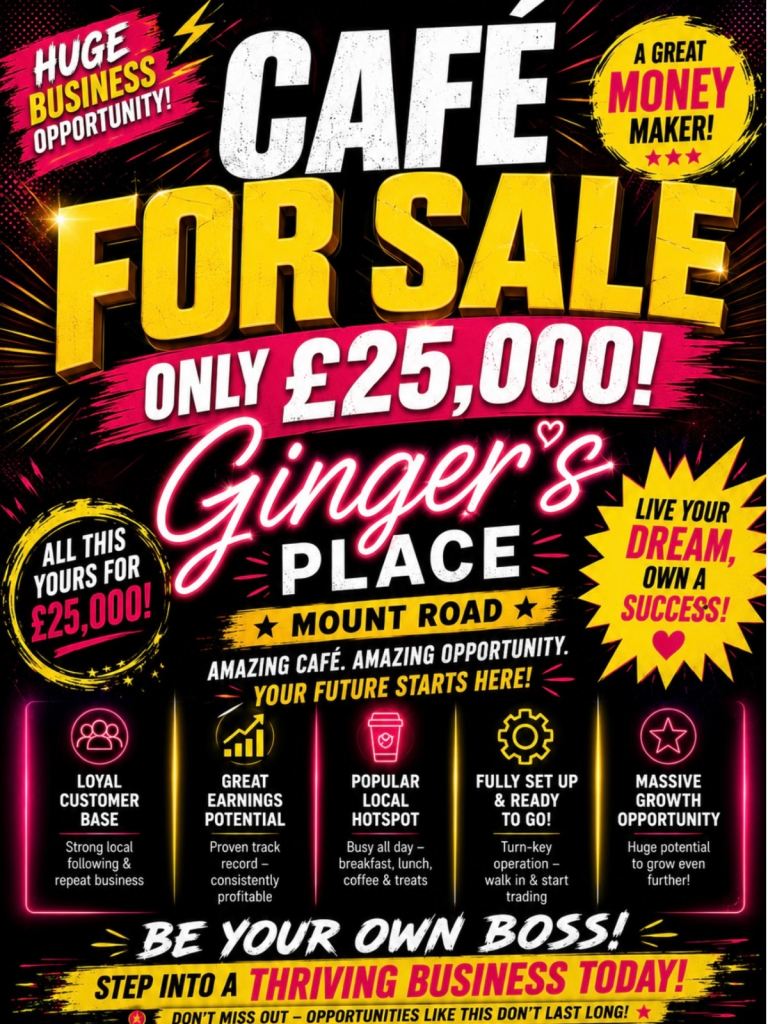 Ginger's Place Cafe - Business for Sale, £25,000