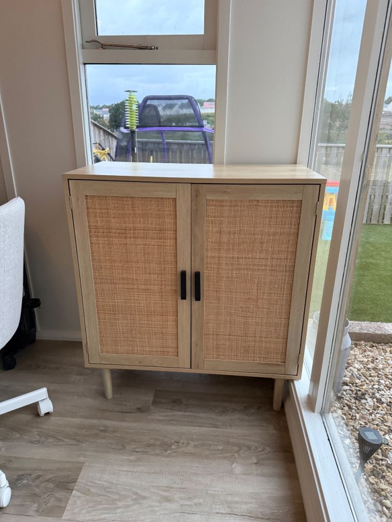Natural Wood Rattan Style Sideboard Cabinet