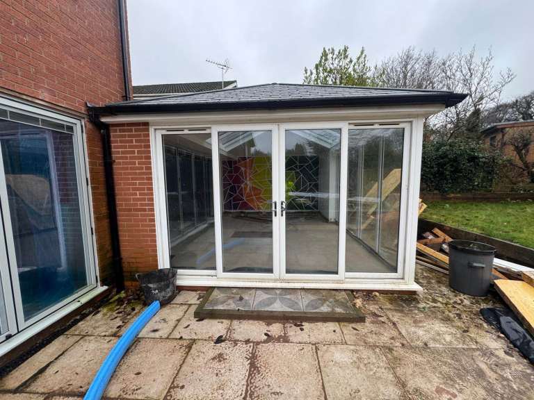 White UPVC French Patio Doors with Glass Panels