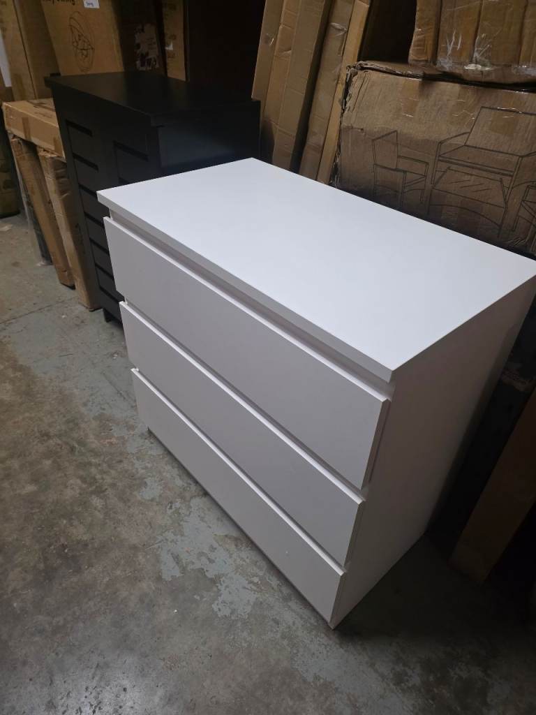 A new white finish good quality 3 deep drawer chest it is new .