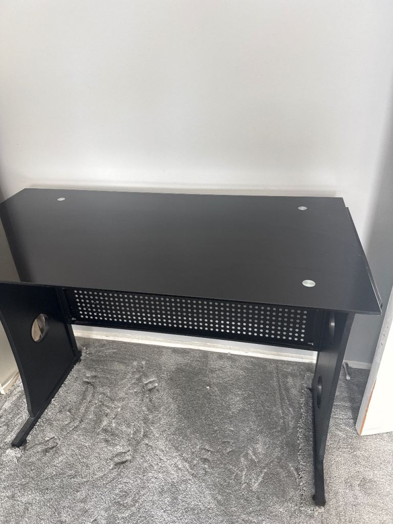 FOR FREE COLLECTION ONLY Black Metal and Glass Desk – Good Condition