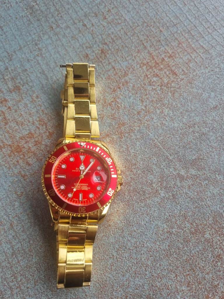 Red and gold quartz watch #gold #red luxury 