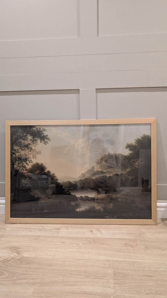 Large Framed Landscape Painting – Good Condition