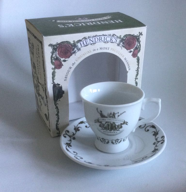 Hendricks Gin teacup and saucer collectible unused 