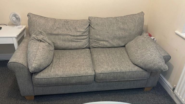 Comfortable Grey Two-Seater Sofa in Good Condition