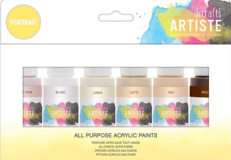 Artiste Acrylic Paint Set Pack of 6X 59ml 2oz - Portrait Colours, Quick-Drying Professional Ar