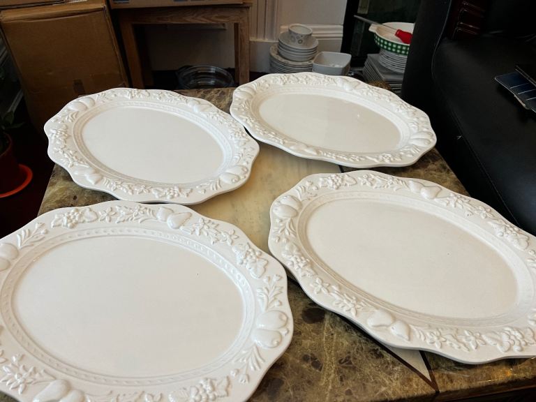 Dishes,trays,cups,plates. Plenty available. New unused from £1 each