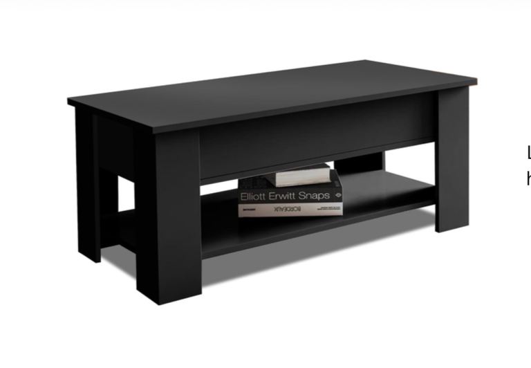 Black Wooden Coffee Table with Storage Shelf