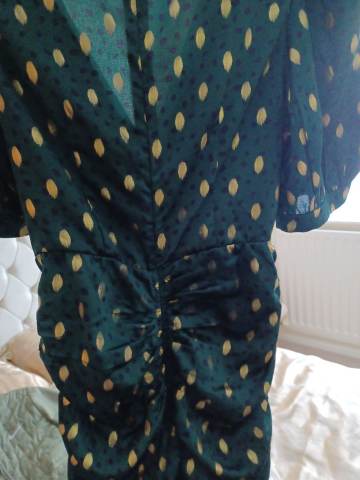 boohoo green polka dot dress & Gold Midi – As Good As New, £10.00 for Sale Tea dress