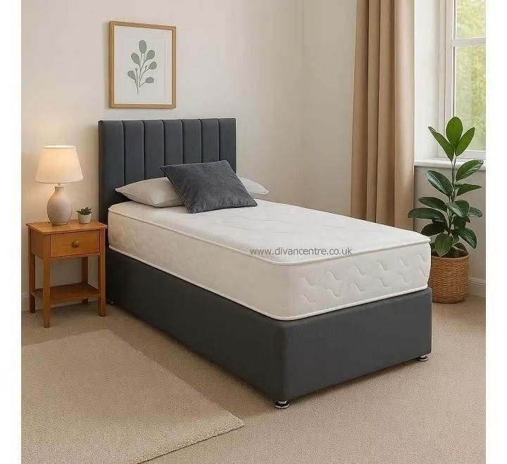 Comfortable Single & Double DIVAN Bed With Chesterfield Headboard & Mattress ~ 10% Off 