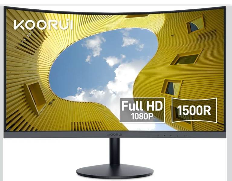 27 Inch Curved Monitor, Full HD 1080P 75Hz Computer Monitor, 1500R HDMI VGA, Tilt 